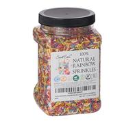 100% NATURAL RAINBOW SPRINKLES - NATURAL COLOR, DAIRY FREE, NUT FREE, GLUTEN FREE, SOY FREE, VEGAN, EGG FREE AND KOSHER,1.5 LBS. CUPCAKE AND CAKE TOPPER,BULK CANDY, RESEALABLE CONTAINER,COLORFUL