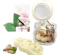 100% Natural Set 3 'HEAVEN SCENT' BODY LOTION BARS -Cocoa & Shea Butter, Coconut Oil, Honeysuckle, Vanilla, Ginger & Basil, Dried Flowers, Essential Oils 15g Each (3 'HEAVEN SCENT' Bars in Jar)