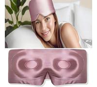 100% Natural Silk 3D Eye Mask for Women Men, Soft Pressureless Cooling Blackout Eye Covers for Sleeping Travel Rest and Office, Zero Pressure, Sleep Mask fits All Heads Adjustable Large Size Pink
