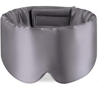 100% Natural Silk Eye Mask for Women Men, Soft Pressureless Cooling Blackout Eye Covers for Sleeping, Large Size Sleep Mask fits All Heads Adjustable Charcoal