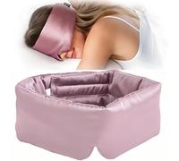 100% Natural Silk Eye Mask for Women Men, Soft Pressureless Cooling Blackout Eye Covers for Sleeping, Large Size Sleep Mask fits All Heads Adjustable Bean Pink