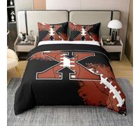 100% Nature Cotton Boys Rugby Duvet Cover King Size 3 Pcs Chic Fashion Initial X Bedding Set Room Decor Gifts Football Sports Games Competition Comforter Cover,Comforter Not Included