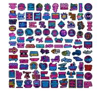 100 Neon Text Stickers, Sticker Set, Emoji Stickers, Inspirational Text Stickers, Cool Waterproof Stickers, Suitable for Laptops, Water Bottles, Photo Albums, Etc.