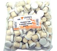 100 New Corks Wine Bottle STOPPERS White Plastic TOP FLANGED
