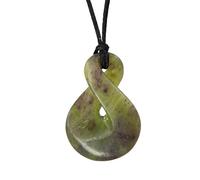 100% New Zealand Jade Necklace for Men and Women, Hand Carved Maori Jade Pendant for Men With Black Adjustable Cord, New Zealand Pounamu Green Stone Jewelry, Small Twist Design Nephrite Jade 1.3in