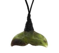 100% New Zealand Jade Necklace for Men and Women, Hand Carved Maori Jade Pendant for Men With Black Adjustable Cord, Pounamu Green Stone Jewelry, Whale Tail Nephrite Jade