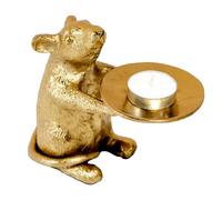 100 North Gold Mouse Tea Light Candle Holder - Charming Animal Figurine for Home Decor, Shelf, Tabletop - Whimsical Pillar Candle Stand - 5.5 Inch