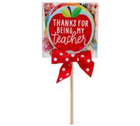 100 North Oh Sugar! Sweets! Thanks For Being My Teacher - Red/White Ribbon 4 Inch Clear Plastic Box Whirly Lollipop and Wrapped Candies