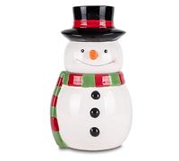 100 North Whimsical Holiday Cookie Jar, 11 x 6.5 inches, Snowman in Winter Scarf and Hat, Ceramic, Food Grade, Airtight