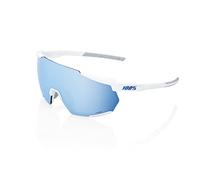 100% One Hundred Percent Glasses Racetrap 3.0 White HiPER Blue Lens Sunglasses, 168mm,77mm,75mm
