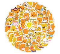 100 orange bear themed vinyl waterproof stickers suitable for laptops, computers, skateboards, mobile phones, luggage, children teenagers and adults