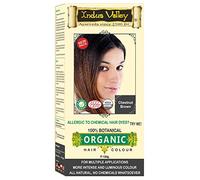 100% Organic, 100% Chemical Free, 100% Botanical Herbal Hair Dye Colour Chestnut Brown for Initial/First Few Greys (Does Not Lighten Hair from a Dark to Lighter Colour) Pure Natural Herbal For Men & Women No PPD, No Ammonia, No Peroxide and No Heavy Metals Whatsoever by Indus Valley