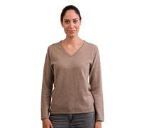 100% Organic Cashmere Women's Crew Neck Sweater | Jumper (Brown/Light Taupe, S)