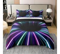 100% Organic Cotton 3D Vortex Duvet Cover Single,Ombre Gradient Comforter Cover,Geometric Stripe Bedspread Cover for Adult,Visual Illusion Quilt Cover,Modern Abstract Art Bedding Set