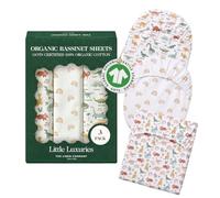 100% Organic Cotton Bassinet Sheets (3 Pack) - Best for Angelbliss & Snoo Bassinet Mattress - GOTS Certified - for Standard Oval & Rectangular Mattress - Percale Weave Soften with Each Wash (33"x17")