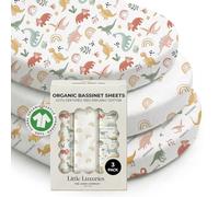 100% Organic Cotton Bassinet Sheets (3 Pack) - Best for Angelbliss & Snoo Bassinet Mattress - GOTS Certified - for Standard Oval & Rectangular Mattress - Percale Weave Soften with Each Wash (33"x17")