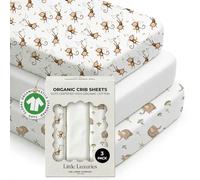 100% Organic Cotton Cot Bed Sheets (3-Pack) - GOTS Certified, Soft Fitted Sheets for Mini Mattress & Pack n Play, 5" Deep Pocket with Secure Elastic Fit, boys & girls, 70 x 140 cm (Safari)