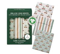 100% Organic Cotton Cot Sheets (3-Pack) - GOTS Certified, Soft Fitted Sheets for Mini Mattress & Pack n Play, 5" Deep Pocket with Secure Elastic Fit, boys & girls, 60 x 120 cm (Croc Race)