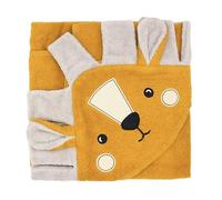 100% Organic Cotton Hooded Baby Bath Towel in Adorable Animal Designs| Super Soft, Thick, Warm & Absorbent | OEKO-TEX certified and Machine Washable | 75cm x 75cm (Yellow Lion)