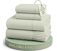 100% Organic Cotton Mineral King-Sheets Set, 4-Piece Pure Organic Cotton Long Staple Percale Weave Ultra Soft Best Bedding Sheets for Bed, Breathable, GOTS Certified, Fits Mattress Upto 15" Deep