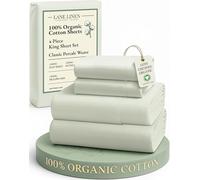 100% Organic Cotton Mineral King-Sheets Set, 4-Piece Pure Organic Cotton Long Staple Percale Weave Ultra Soft Best Bedding Sheets for Bed, Breathable, GOTS Certified, Fits Mattress Upto 15" Deep