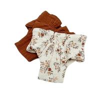 100% Organic Cotton Muslin Doll Clothes, 2 Cotton Nappies for Dolls and Plush Toys 34-38 cm, Cinnamon and Cinnamon Meadow PatternPerfect for the Little Ones