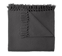 100% Organic Cotton Throw Blanket - Lightweight Organic Cotton Blanket Throw for Living Room Sofa Bedroom and Office Decor - 100% Cotton Elegant Diamond Woven Throw Blanket (60x80, Dark Gray)