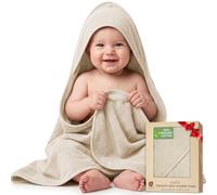 100% Organic Cotton Woven Baby Hooded Towel 80x80cm Newborn Gift - Ivory