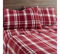 100% Organic Flannel Sheets Queen Size - GOTS Certified 100% Cotton Flannel Sheets Set with Comfortable Soft Brushed Finish & Deep Pocket - 1 Flat 1 Fitted & 2 Pillowcases (Plaid, Queen)