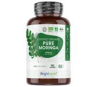 WeightWorld Organic Moringa Capsules | 1650mg | 180 Vegan Capsules | 2 Months Supply | Soil Association Certified | Bio-Organic Pure Moringa Powder Supplement | Gluten-Free, Non-GMO & GMP-Approved