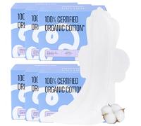 100% Organic Overnight Pads for Women, Ultra Thin Extra Heavy Flow Menstrual Sanitary Napkins with Wings Cotton Extra Coverage Period-Pads Super Absorbency Feminine Pad (Overnight, Size 5, 72 Ct)