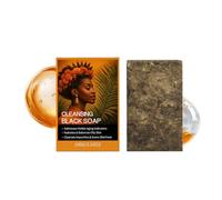 100% Organic Raw African Black Soap, African Black Soap- Raw African Black Soap Bar Moroccan Black Soap Hydrates Dry Skin for All Skin Types, Supports A More Even-Looking Skin Tone (1Pc)