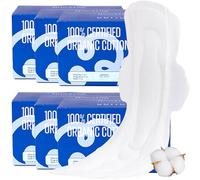 100% Organic Extra Long Overnight Pads for Women Ultra Thin Sanitary Pads with Wings, Extra Heavy Flow Feminine Pads Ultimate Absorbency Extra Coverage Period Pads (Extra Long Overnight, Size 6, 60ct)