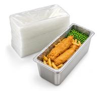 100 Pack 1/3 Bain Marie Liners, Clear Heat Resistant Disposable Tray Liners | Heat resistant up to 100°C for buffet pans, steam tables, catering preparation and easier clean-up (32.5 × 8.5 × 28.5cm)