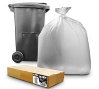 100 Pack | 1 Full Flat Packed Box | RE-GEN 270L 20kg Load Clear Wheelie Bin Liners Refuse Sacks, Everyday Use, Industrial Strength Outside Transparent Garden Bin Bags 760/1145 x 1370mm