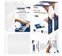 100 Pack 10 Mil 2.5 x 4.25 Self Seal Laminating Pouches with Hanging Rope Hard Self Laminating Sheets for Luggage Tags Index Cards Clear Laminating Sheets for Office No Laminator Machine Need