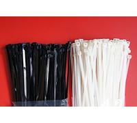100 PACK 100mm x 2.5 mm WHITE/CLEAR CABLE TIES