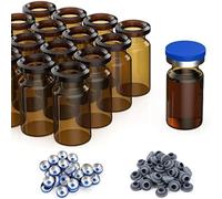 100 Pack 10ml Glass Vials, Amber Glass Headspace Vials with Plastic-Aluminum Flip Off Caps and Rubber Stoppers(100pcs-Amber)
