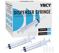 100 Pack 10ml Syringes with Cap, Luer Slip Tip, 10cc syringe Whole Pack Bulk Sterile Sealed, No Needle
