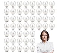 100 Pack 10mm Pearl Brooch Buttons for Women No Sewing Button Pins with Cover Portable Mini Brooch Pins DIY Crafting Supplies for Wedding Veil Jewelry Making Clothes