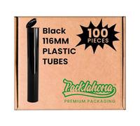 100 Pack 116mm Tubes Black King Size - Plastic Pop Top Storage Tubes with Squeeze Cap - Airtight, Waterpoof and Child Proof Container (100 Count)