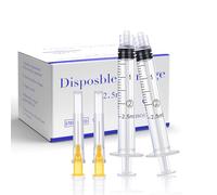 100 Pack 2.5ml 25Ga 1" Plastic Lab Luer Lock Syringe, Scientific Industrial Supplies, Disposable Individually Wrapped