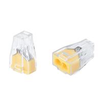 100-Pack 2-Hole Wire Connectors 1-4mm² Solid Terminal Blocks, Flame-Retardant PC Shell, Nickel-Chromium Spring, 400V24A for Ceiling Lights and Switches