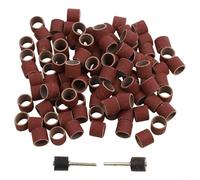 100-Pack 240-Grit Sanding Drum Bands with 2 Self-Expanding Rubber Mandrels for Rotary Tools - Compatible with for Dremel, Proxxon & All Standard 1/8" S
