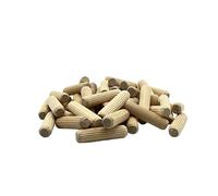 100 Pack 3/8" x 1 1/2" Wooden Dowel Pins Wood Kiln Dried Fluted and Beveled, Made of Hardwood