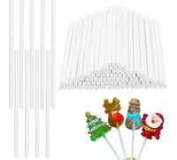 100-Pack 3-Inch White Paper Lollipop Sticks for Cake Pops and DIY Desserts, Splinter-Free and Sturdy