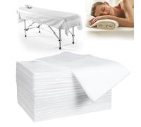 100 Pack 31" x 71" Disposable Non-Woven Massage Table Bed Covers - 2-Ply Waterproof Spa Sheets for Facial, Tattoo & Waxing.