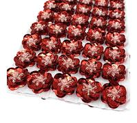 100 Pack 3D Beaded Sequin Flower Sew on Patches Glitter Paillette Applique for Clothes Wedding Dress Jacket Hat Backpack Bag Headband Decoration (Red)
