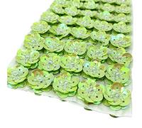 100 Pack 3D Beaded Sequin Flower Sew on Patches Glitter Paillette Applique for Clothes Wedding Dress Jacket Hat Backpack Bag Headband Decoration (Lime)
