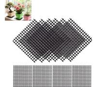 100 Pack 4 Inch Square Polyethylene Flower Pot Drainage Mesh Pads, 2.7mm Cuttable Breathable Pot Bottom Grid Netting, Reusable Anti-Compost Spill Stop Liner Mats for Bonsai Succulents Patio Planters